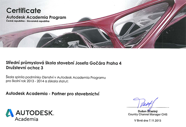 Certificate Autodesk Academia