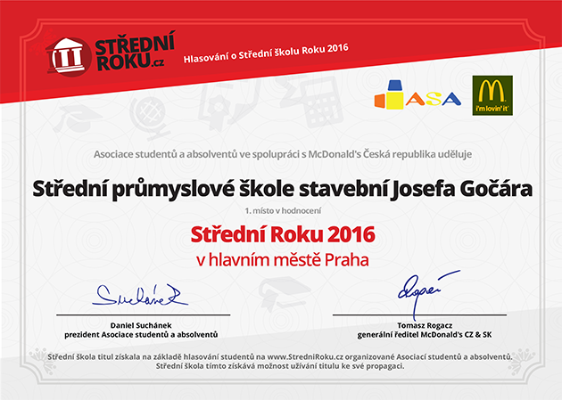 Střední Roku 2016 v hlavním městě Praha